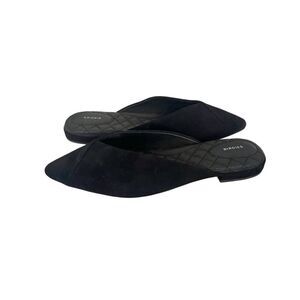 BIRDIES The Swan Black Suede Mules Slip On Shoes Flats Womens Size 8.5